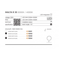 MALTA R30 PLAFON BIAŁY 3000K    AZZARDO  		AZ4241